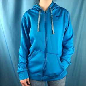 Blue Nike zip up hoodie Thermafit